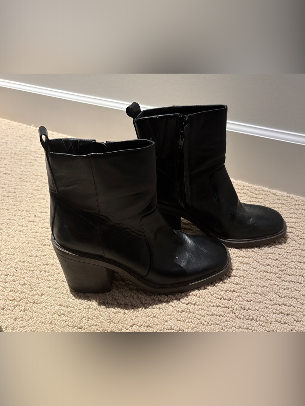 kenzie Black Mid-Calf Chunky Heel Boots